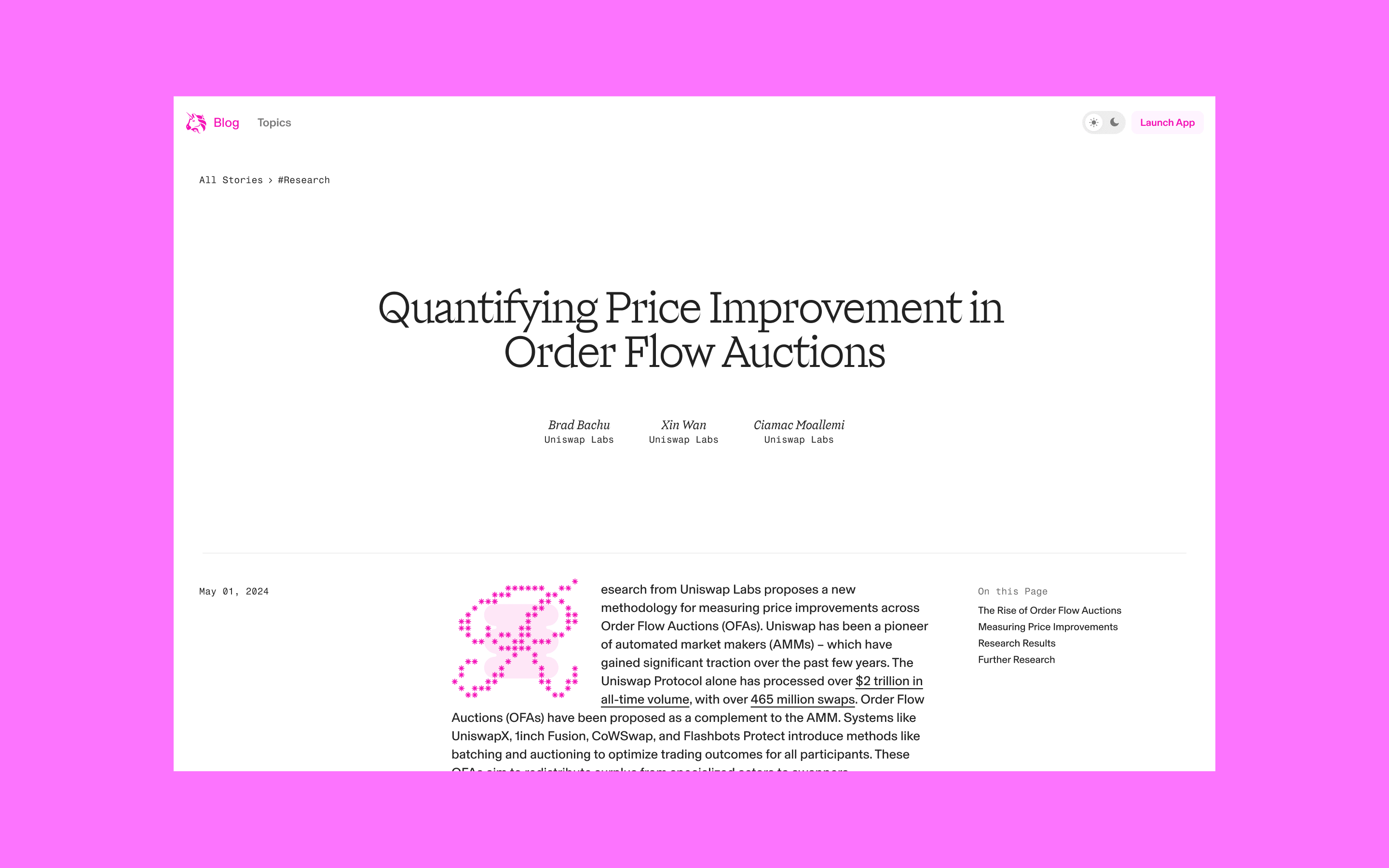 Blog article with text header
