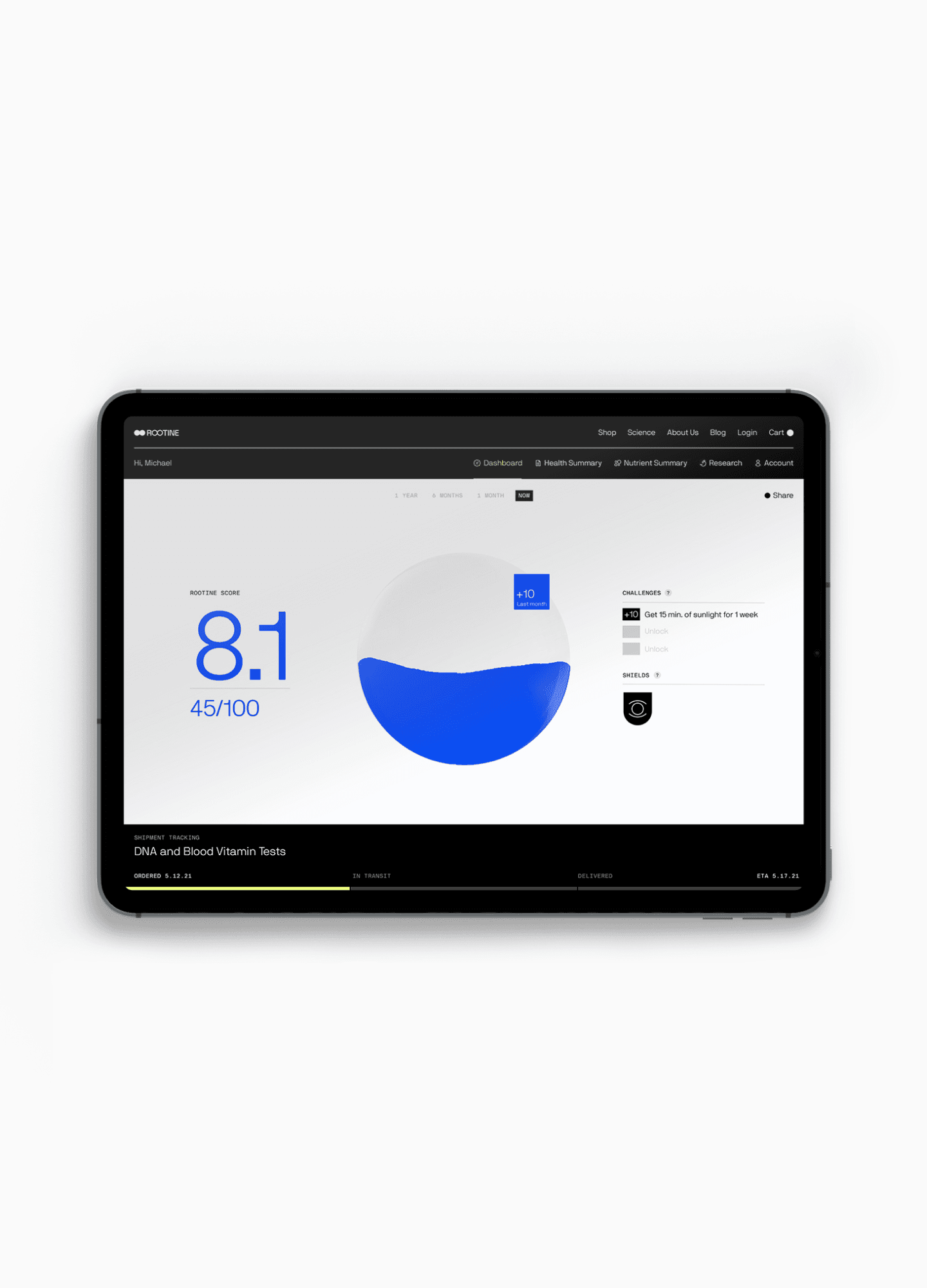 Rootine dashboard