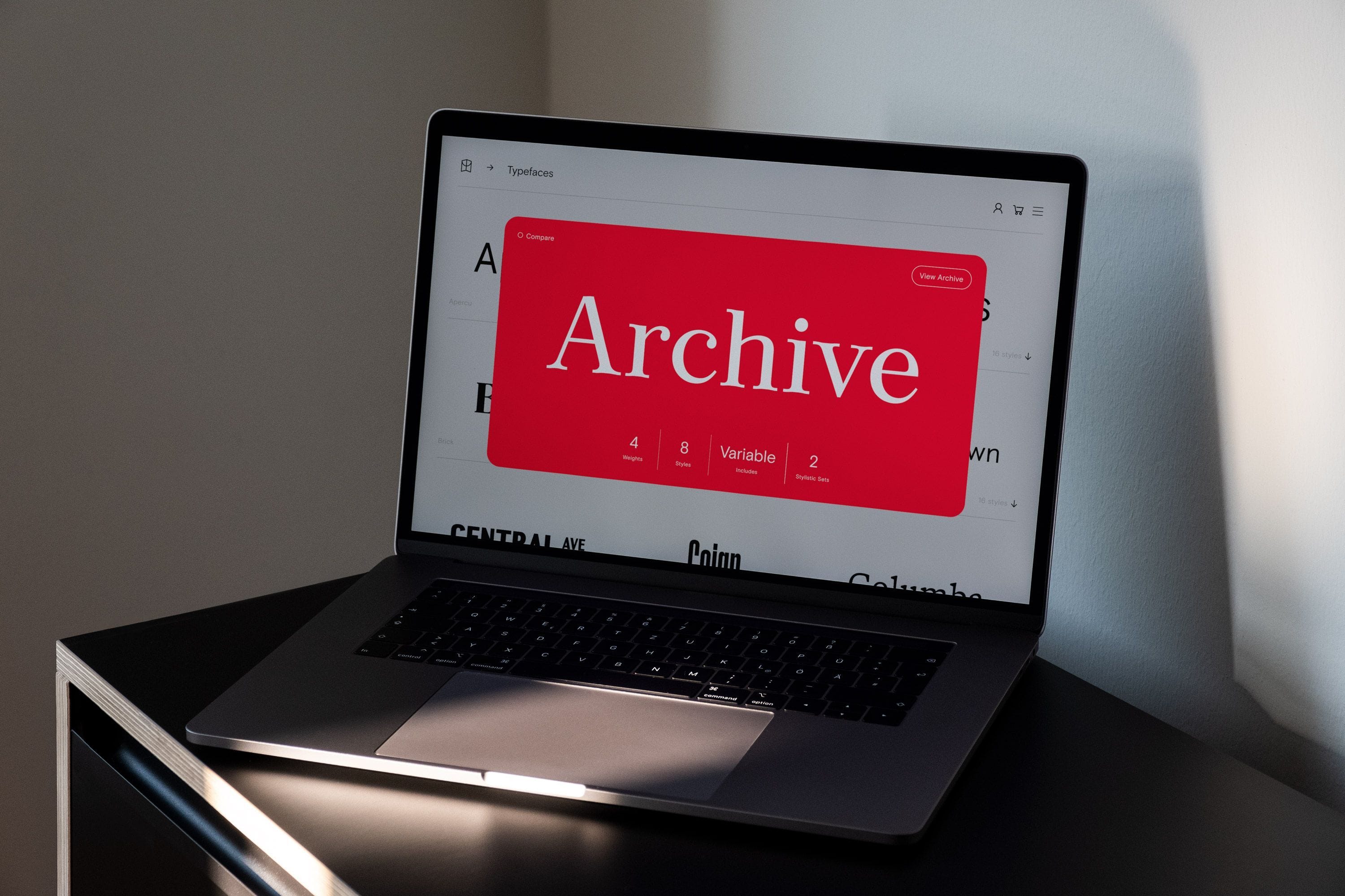 Colophon website displayed on a laptop