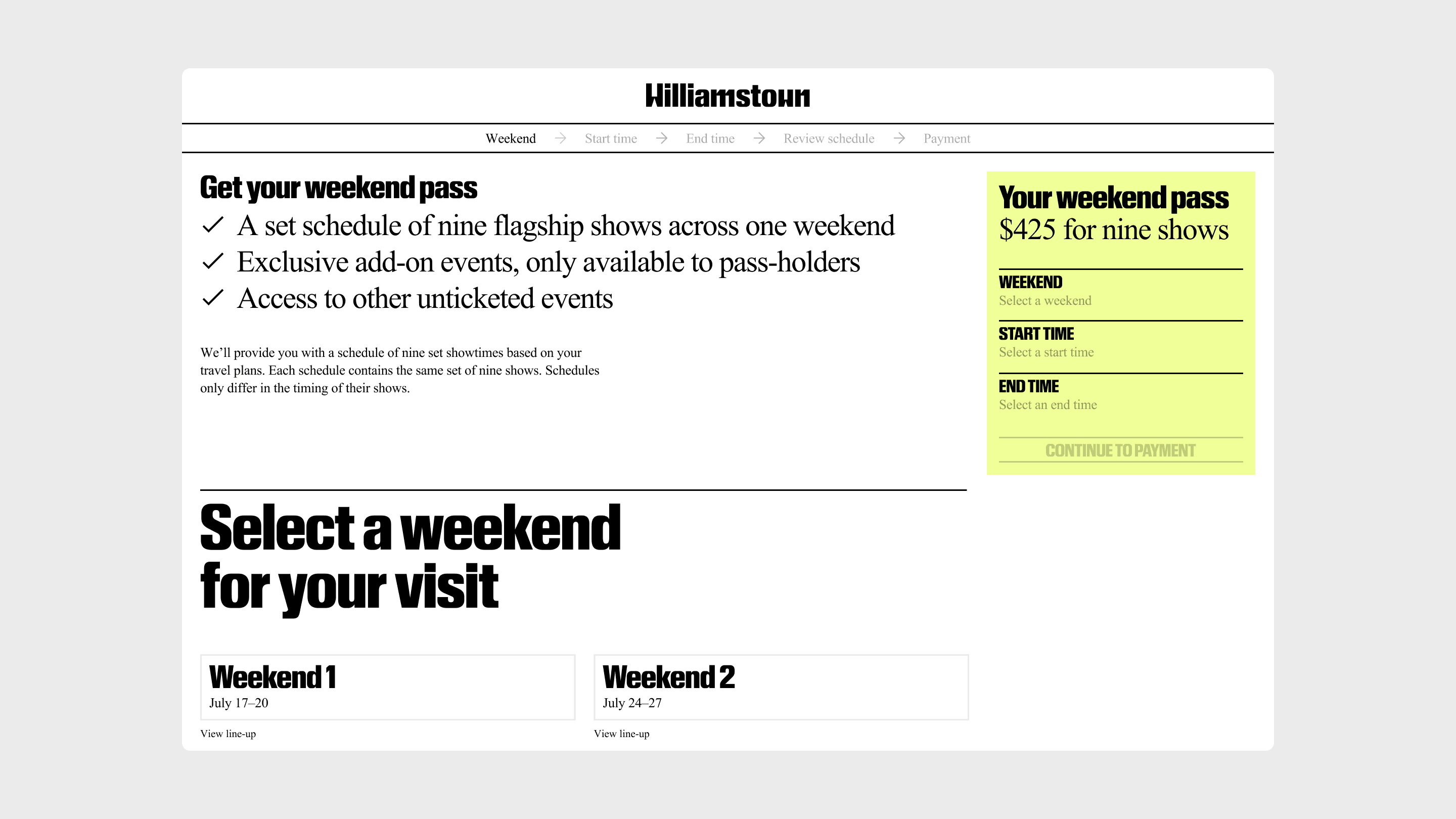 View of the ticketing flow