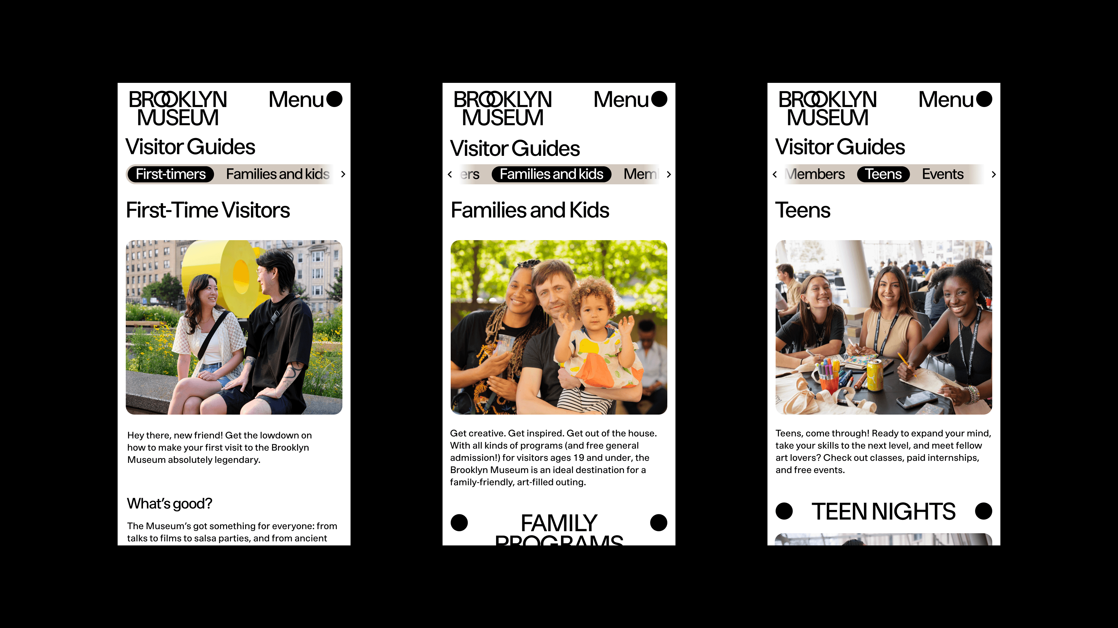 Various mobile versions of visitor guides