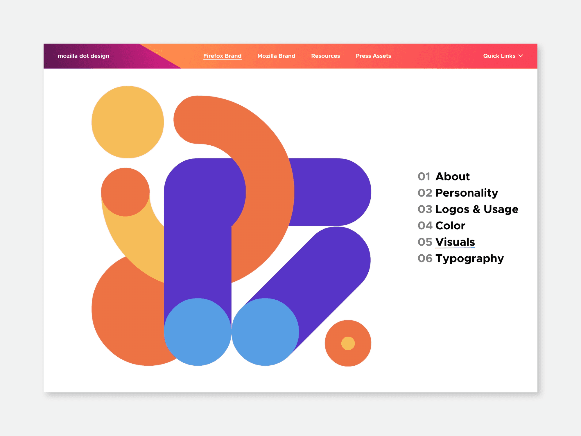 Visuals section of the Firefox brand