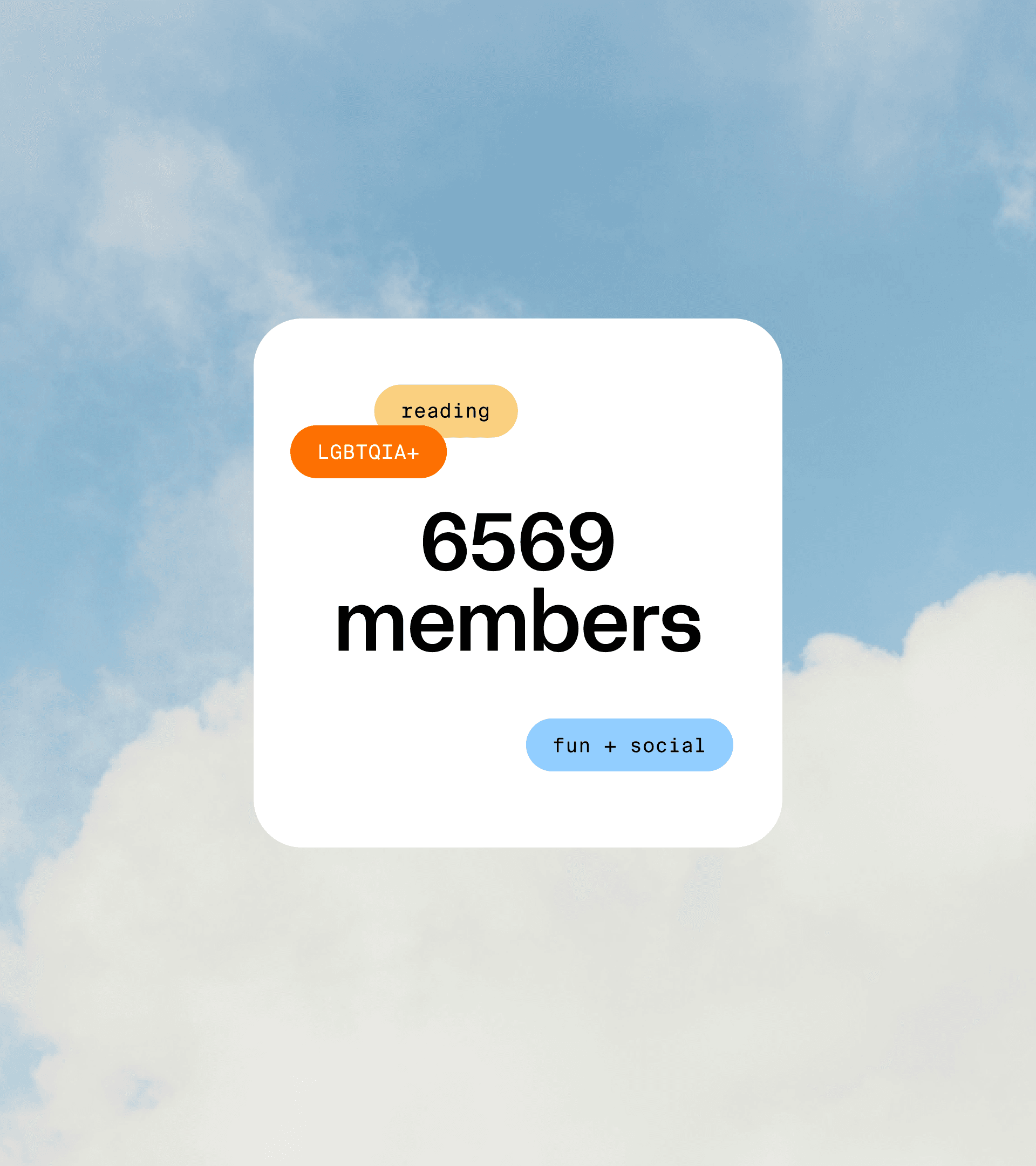 A branded card stating the number of users in a group