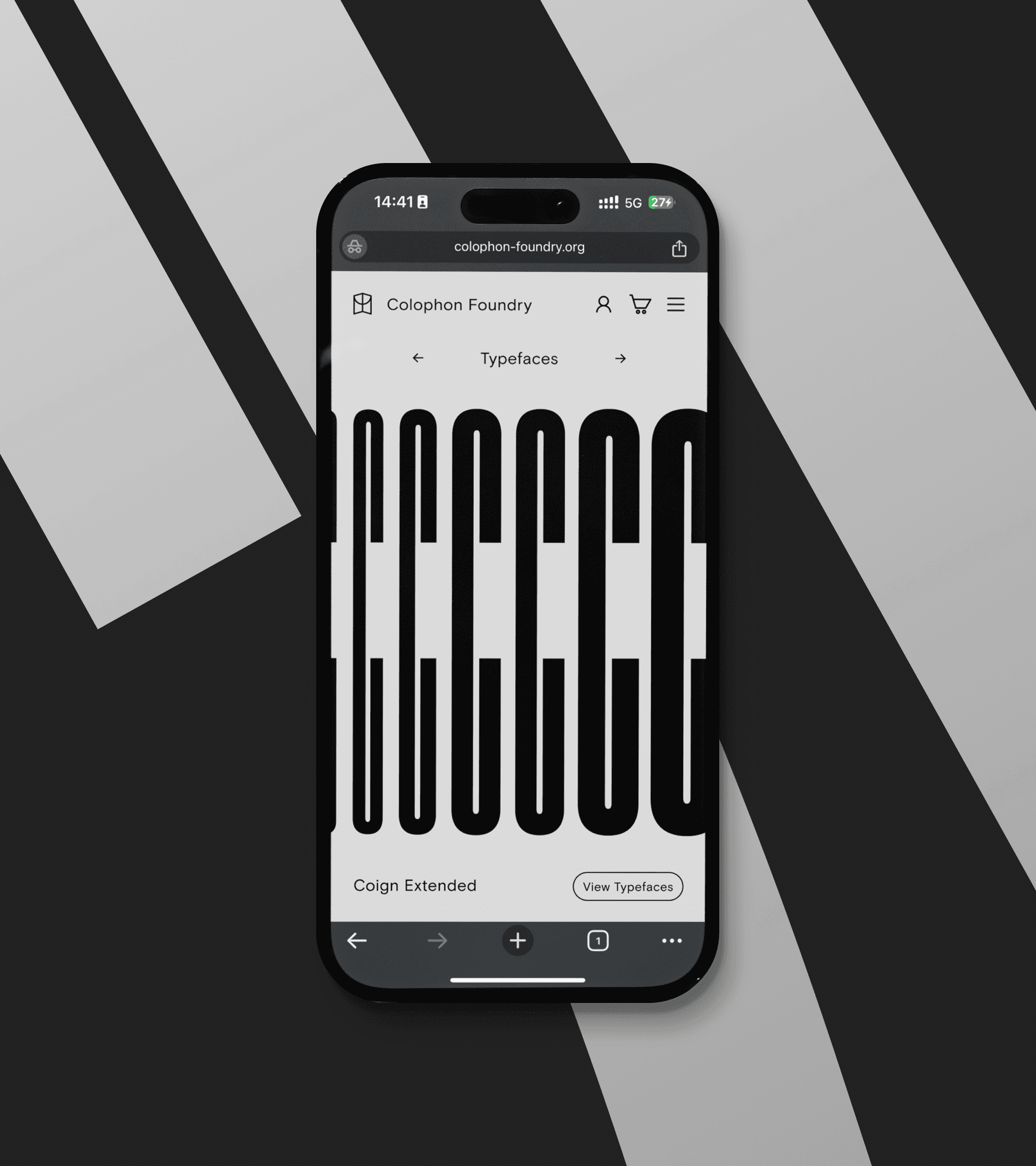 Colophon homepage on mobile