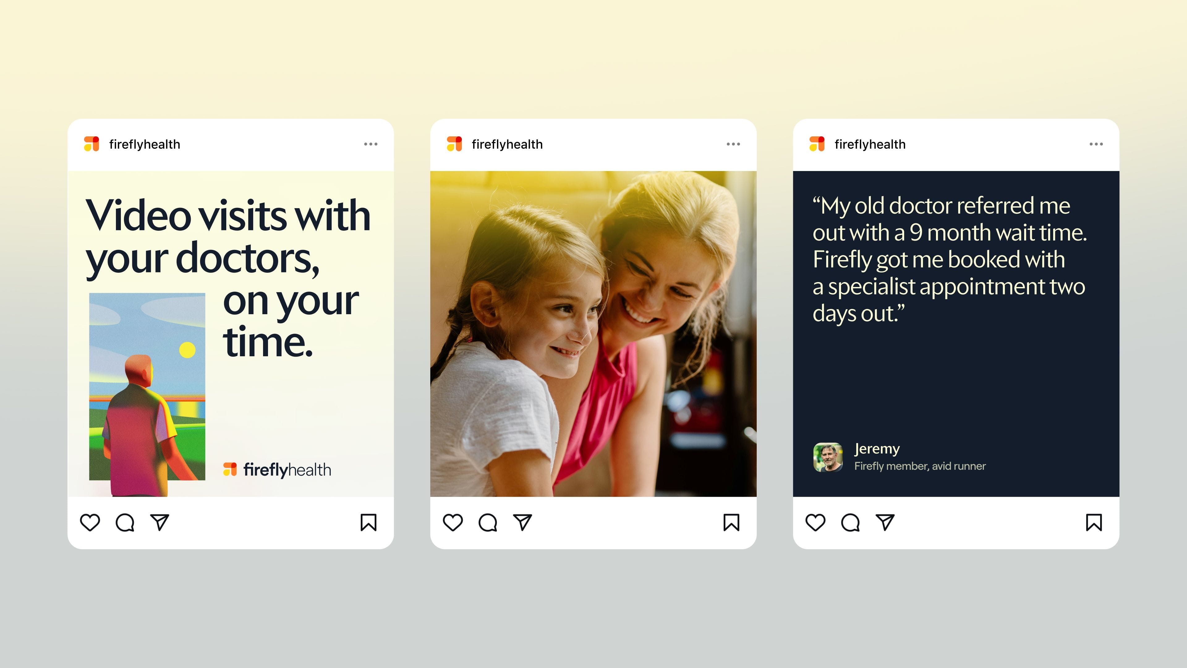 3 social media examples of illustration, photography, and member quotes