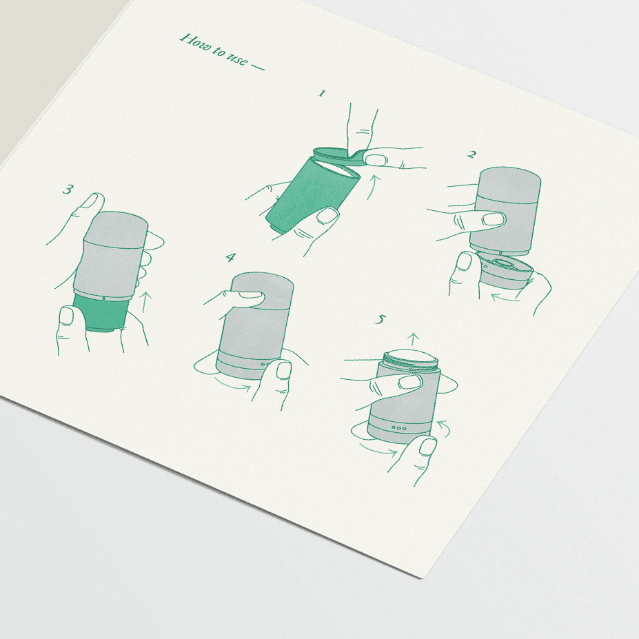 Close-up of illustrations for how to refill a by Humankind deodorant