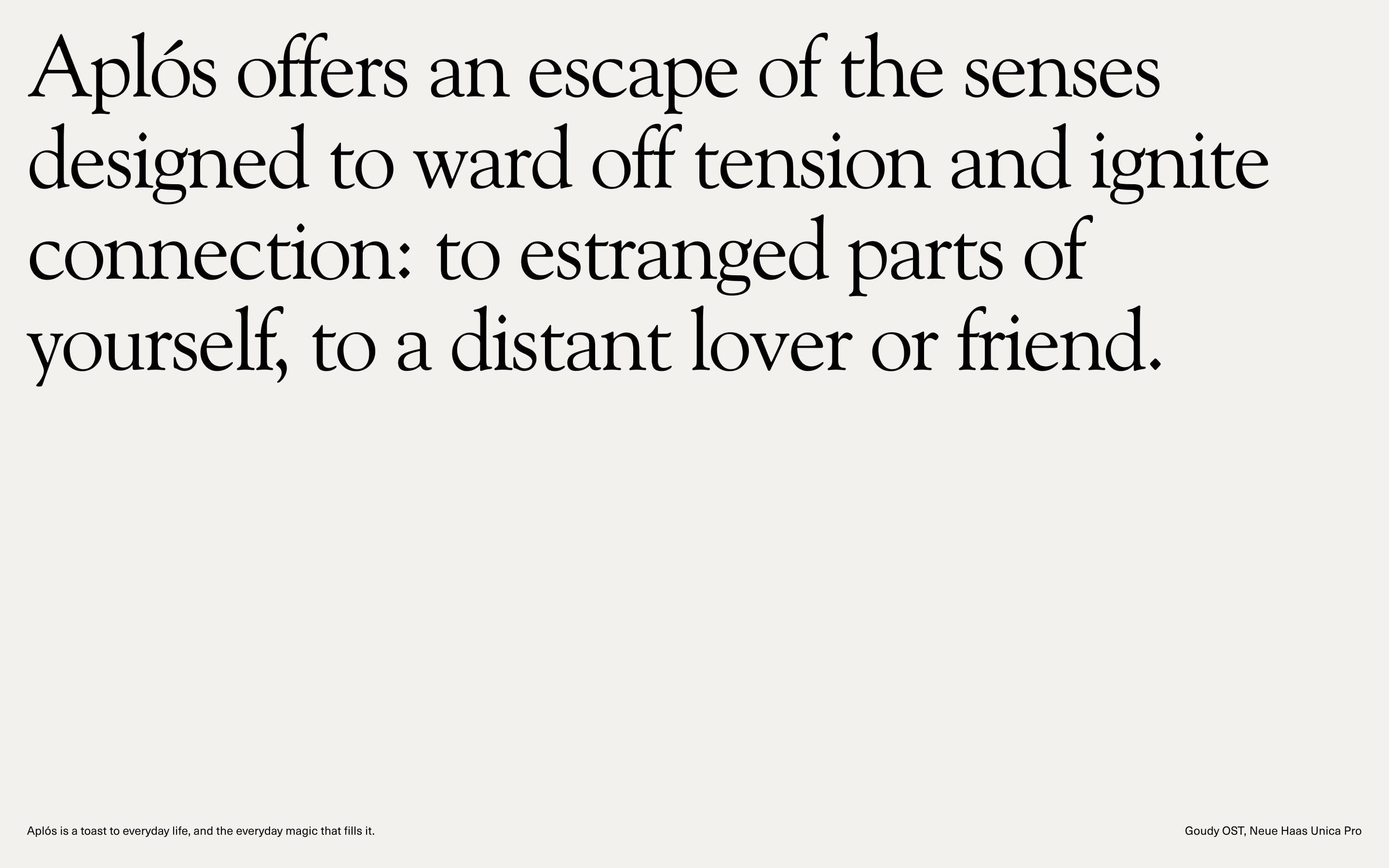 A layout with very large and small text showing the difference of scale within the type system.