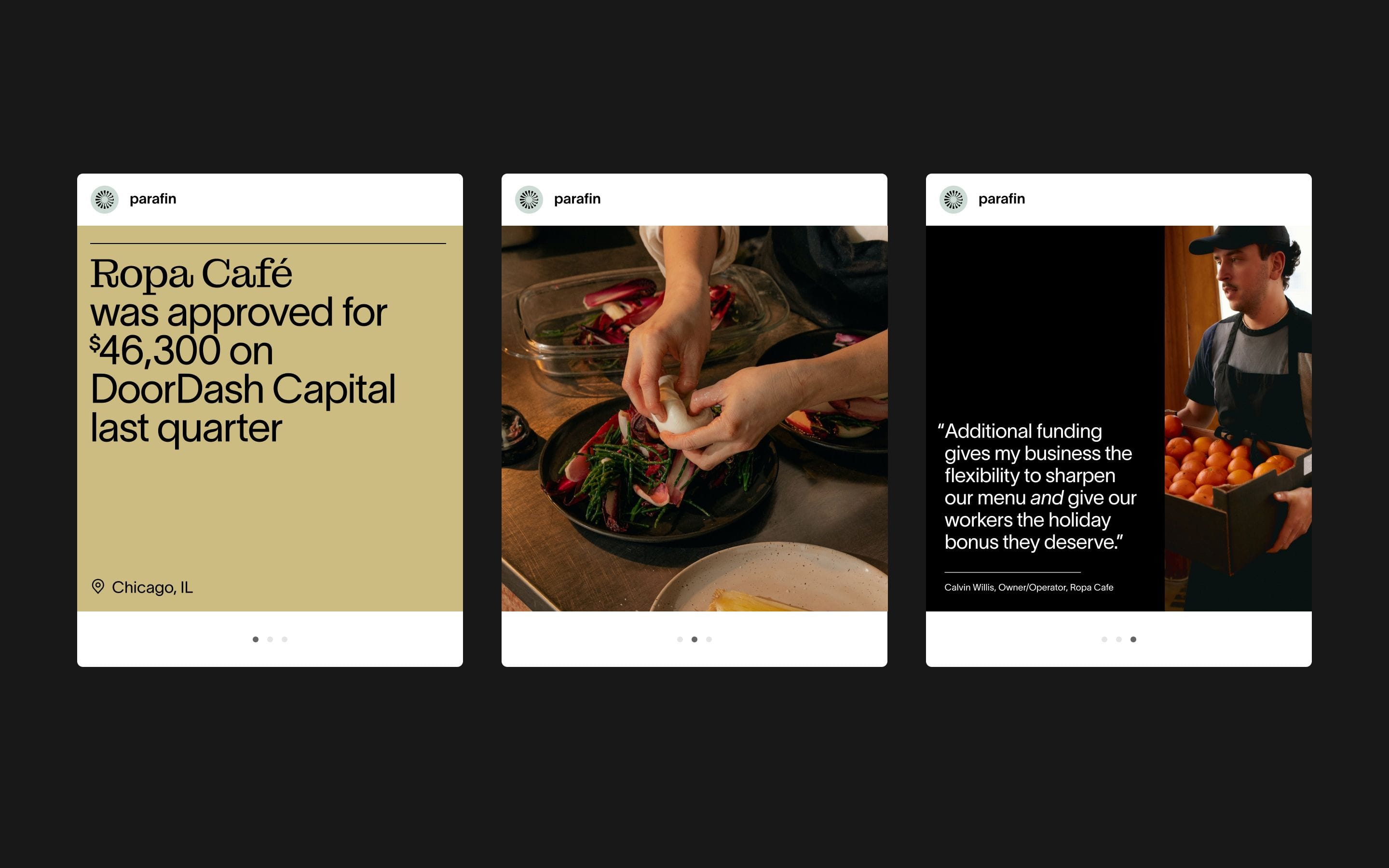 Sample Instagram posts for Parafin