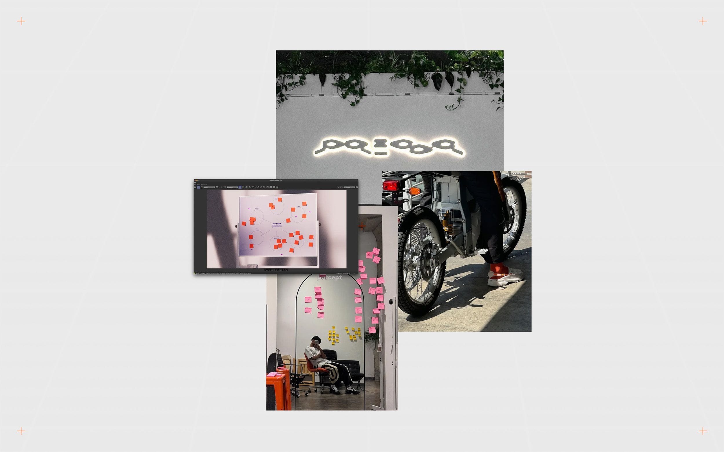 Collage of BTS in the Presq studio