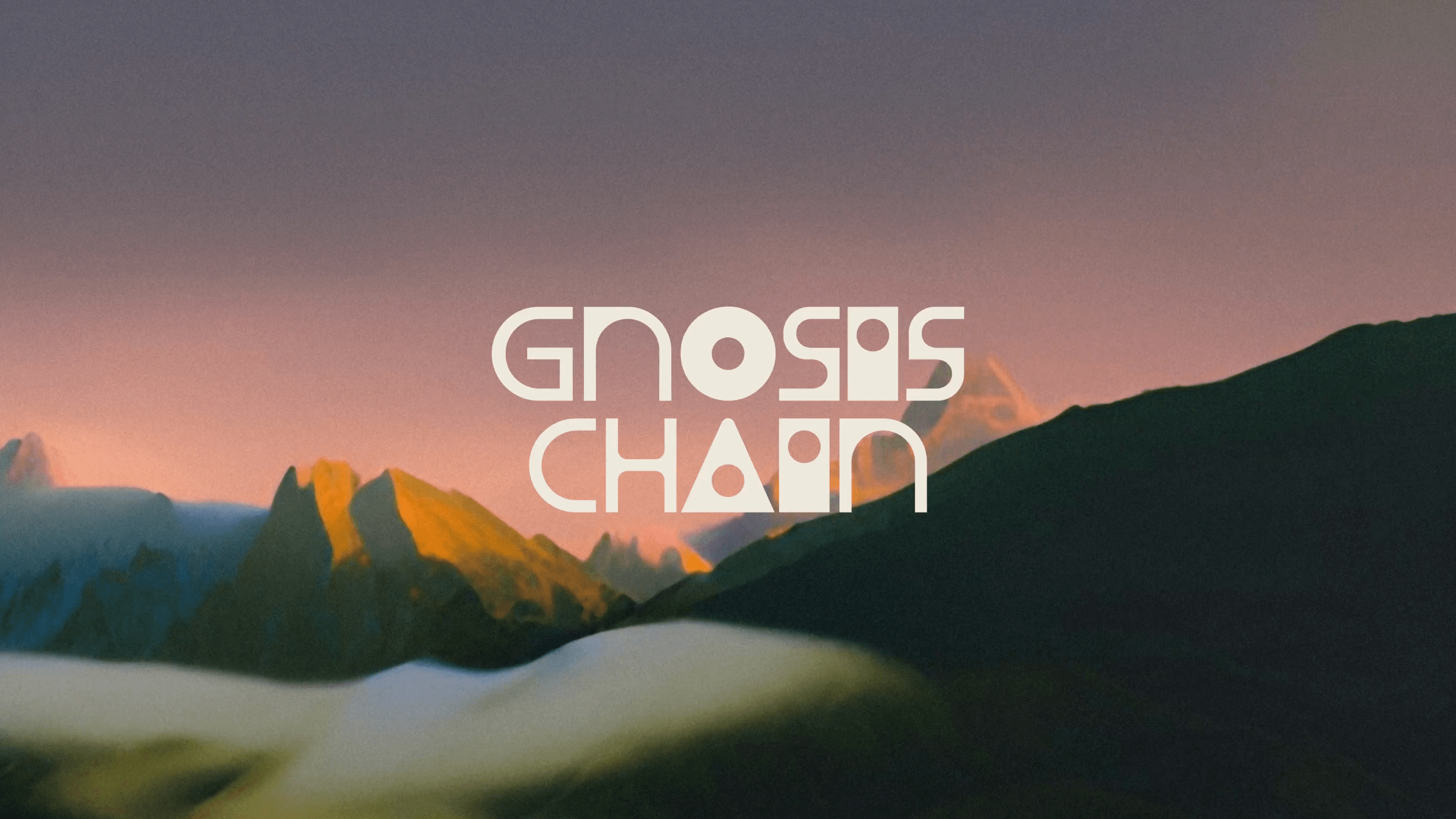 Gnosis logo on top of AI-generated landscapes