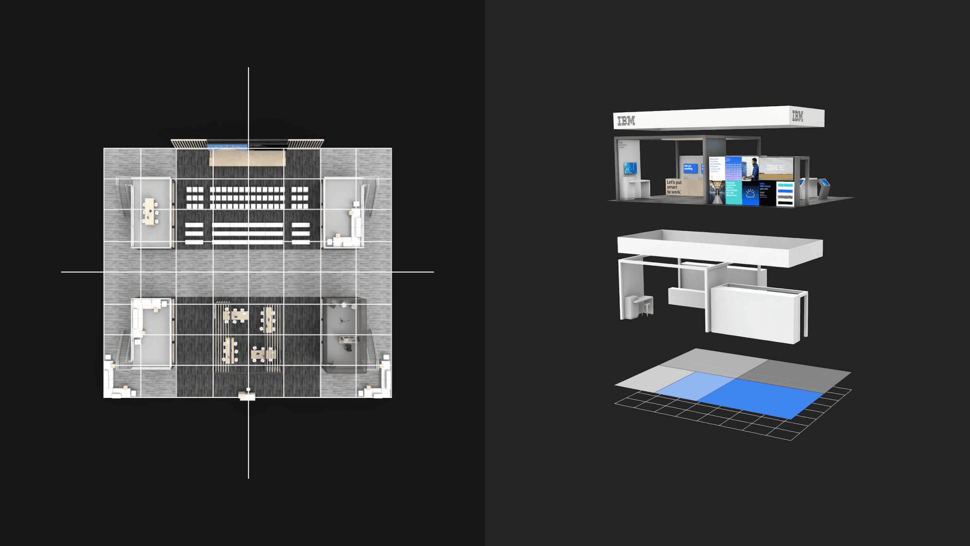 IBM Event Design content page on desktop showing a structured grid of editorial blocks.