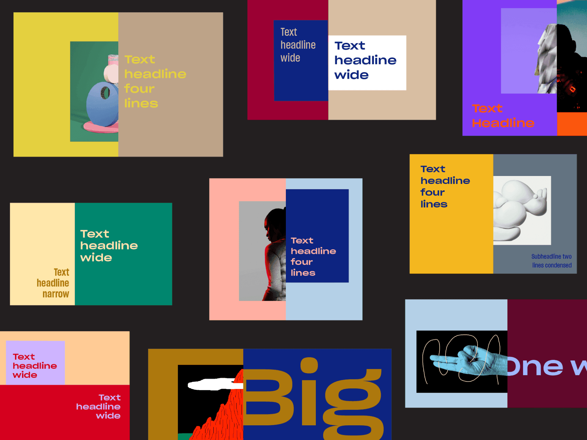 Collage of colorful Dropbox planes design layouts demonstrating the modular grid system.