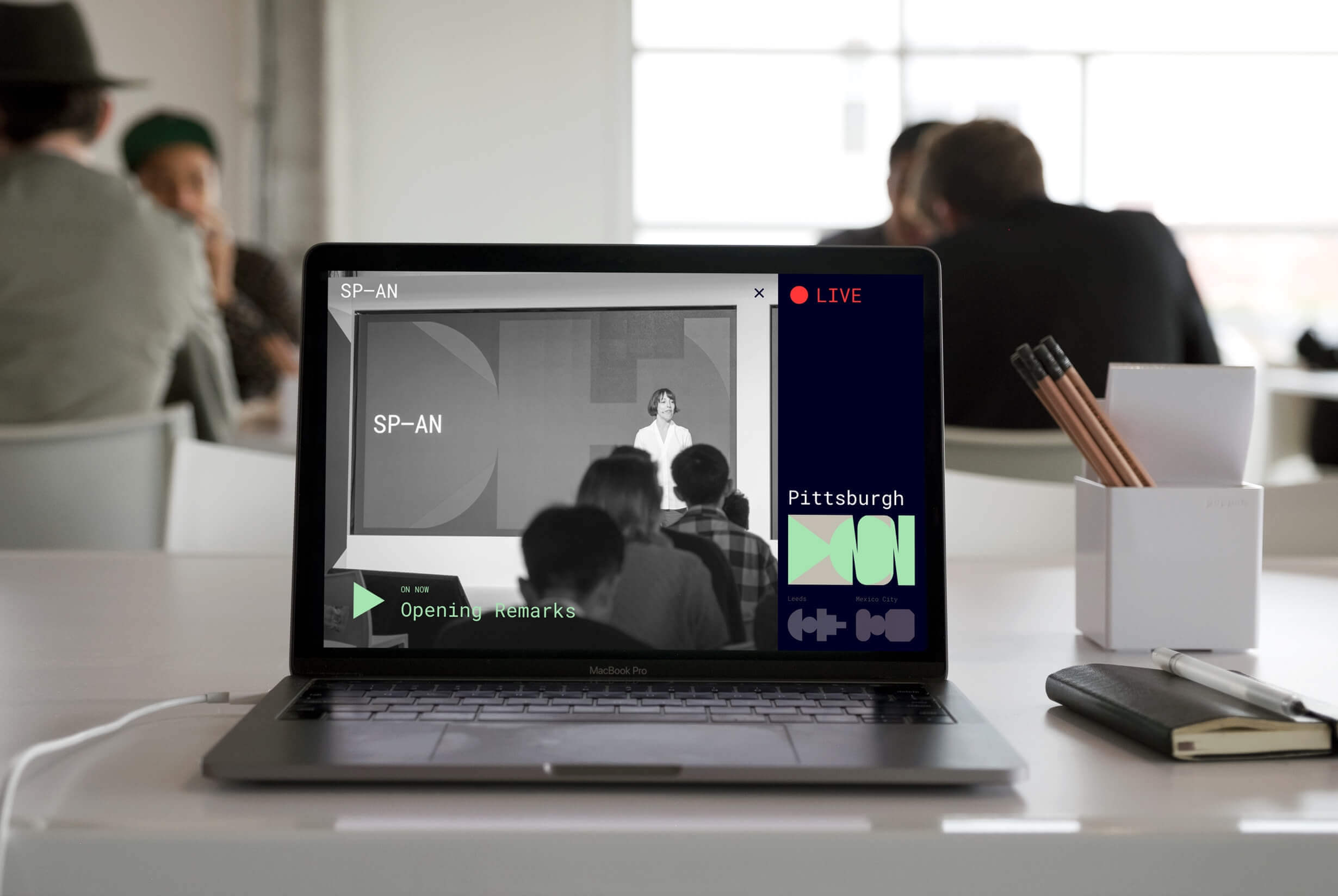 Photo of the Google SPAN live stream on a laptop.