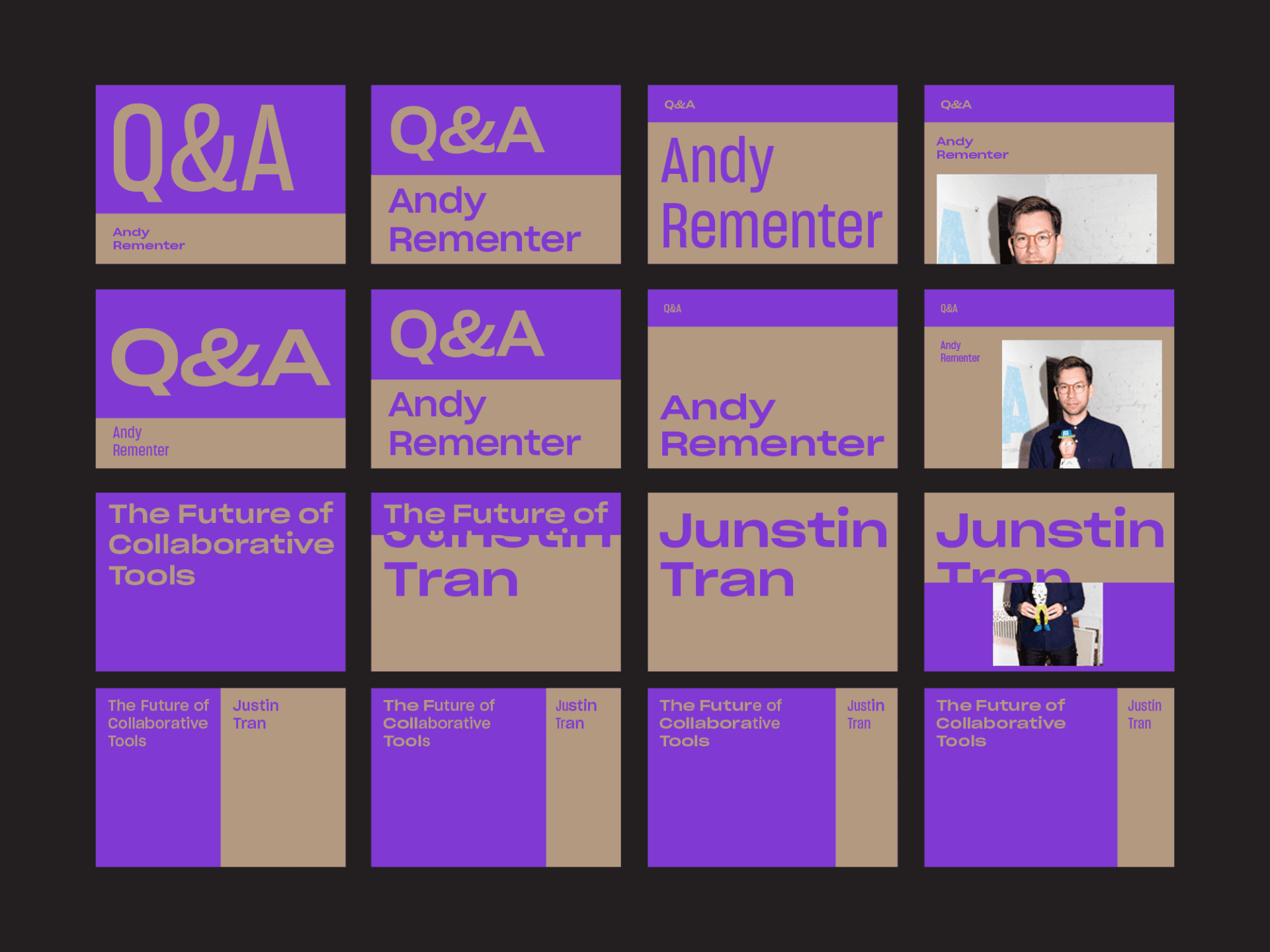 Grid of responsive Dropbox Design Q&A and Future of Collaborative Tools layouts shown at multiple viewport widths.